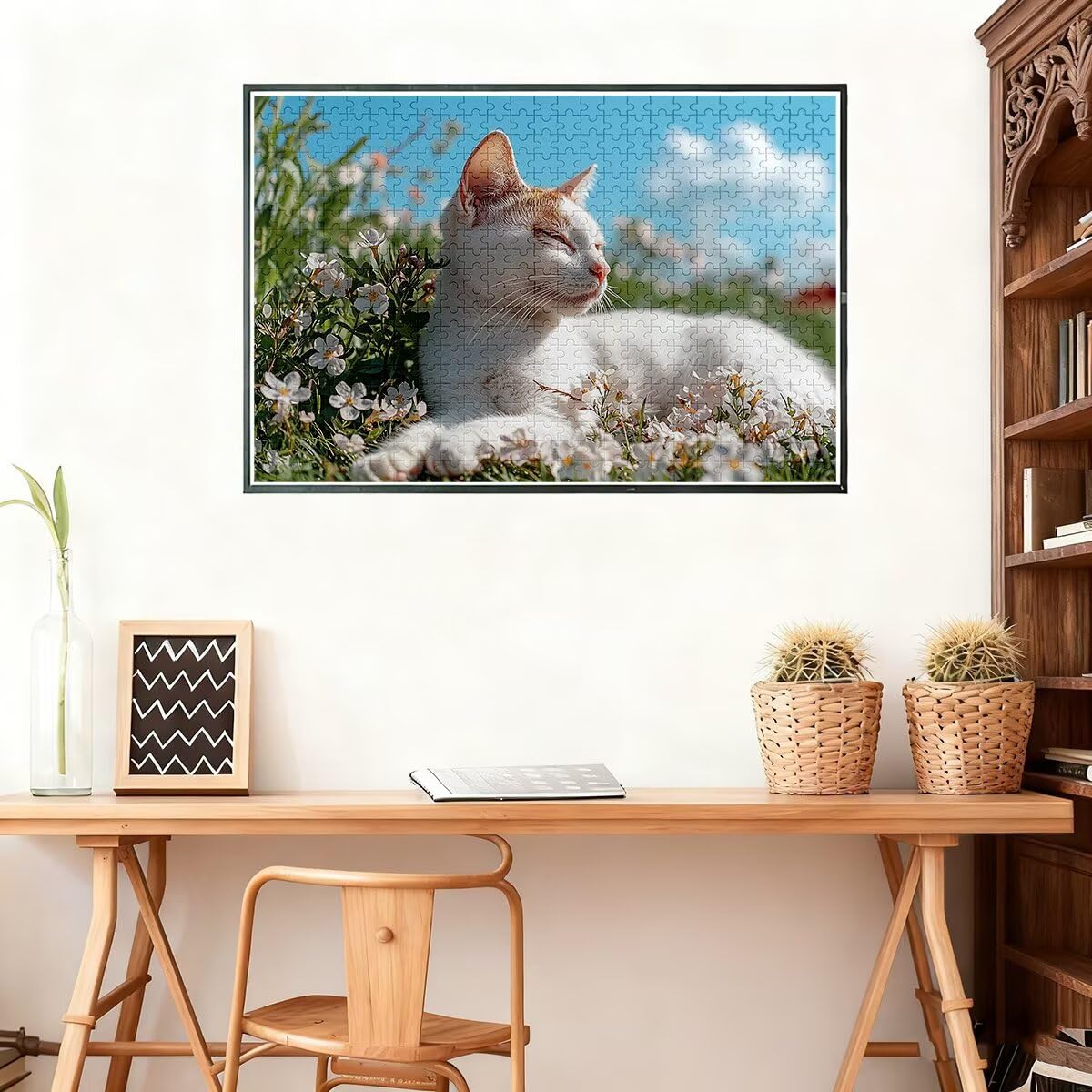 Puzzle 2000 elementów kota, kwiat dla dorosłych, klasyczne puzzle Wyzwanie edukacyjne Zabawki dla rodziny, niemożliwe drewniane puzzle z pudełkiem na prezent, dekoracja ścienna-2263
