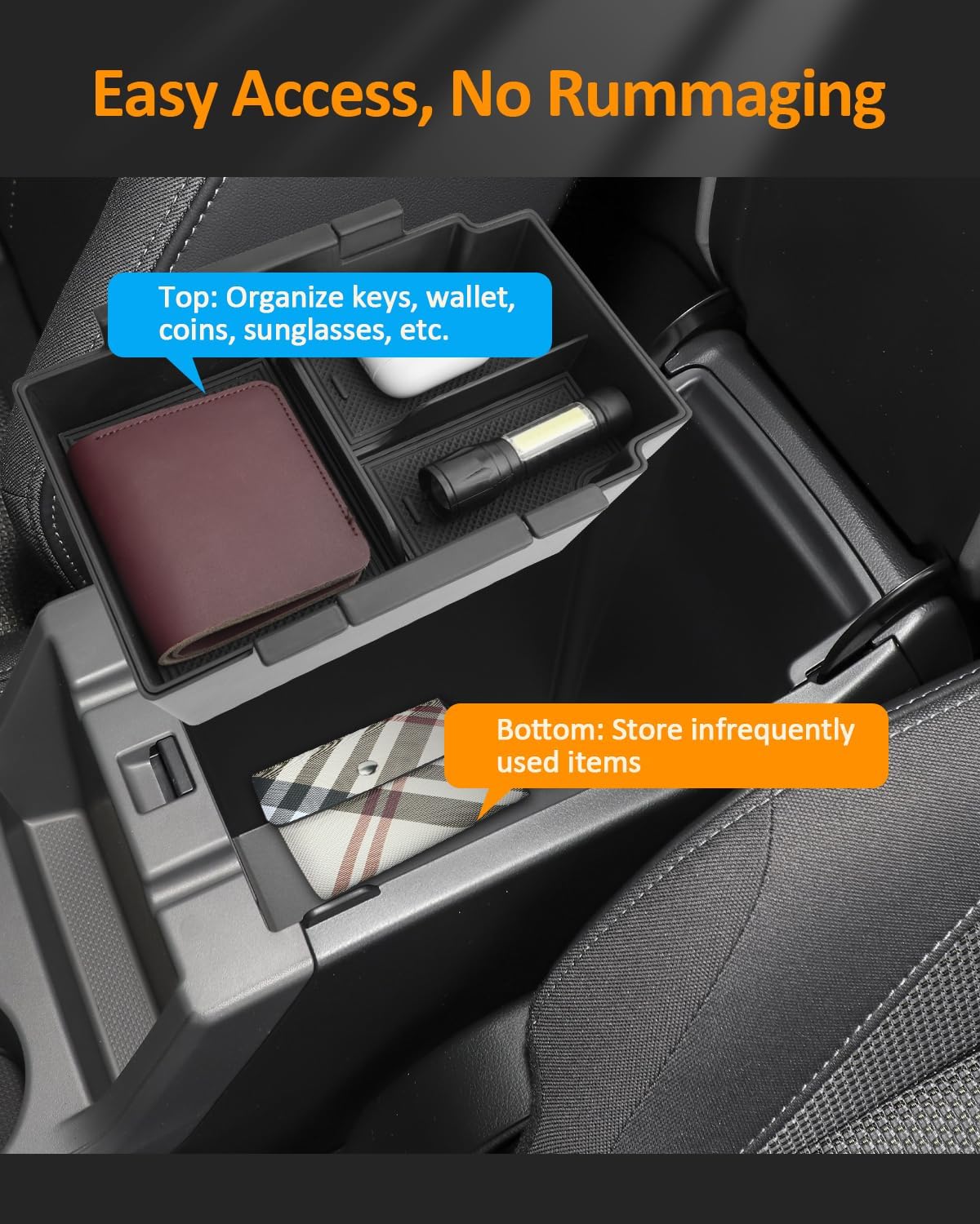 CDEFG Double Layer for 2024 2025 Subaru Crosstrek Accessories Center Console Organizer Tray Crosstrek (Premium, Sport, Limited, Wilderness) Armrest Storage Middle Console Insert