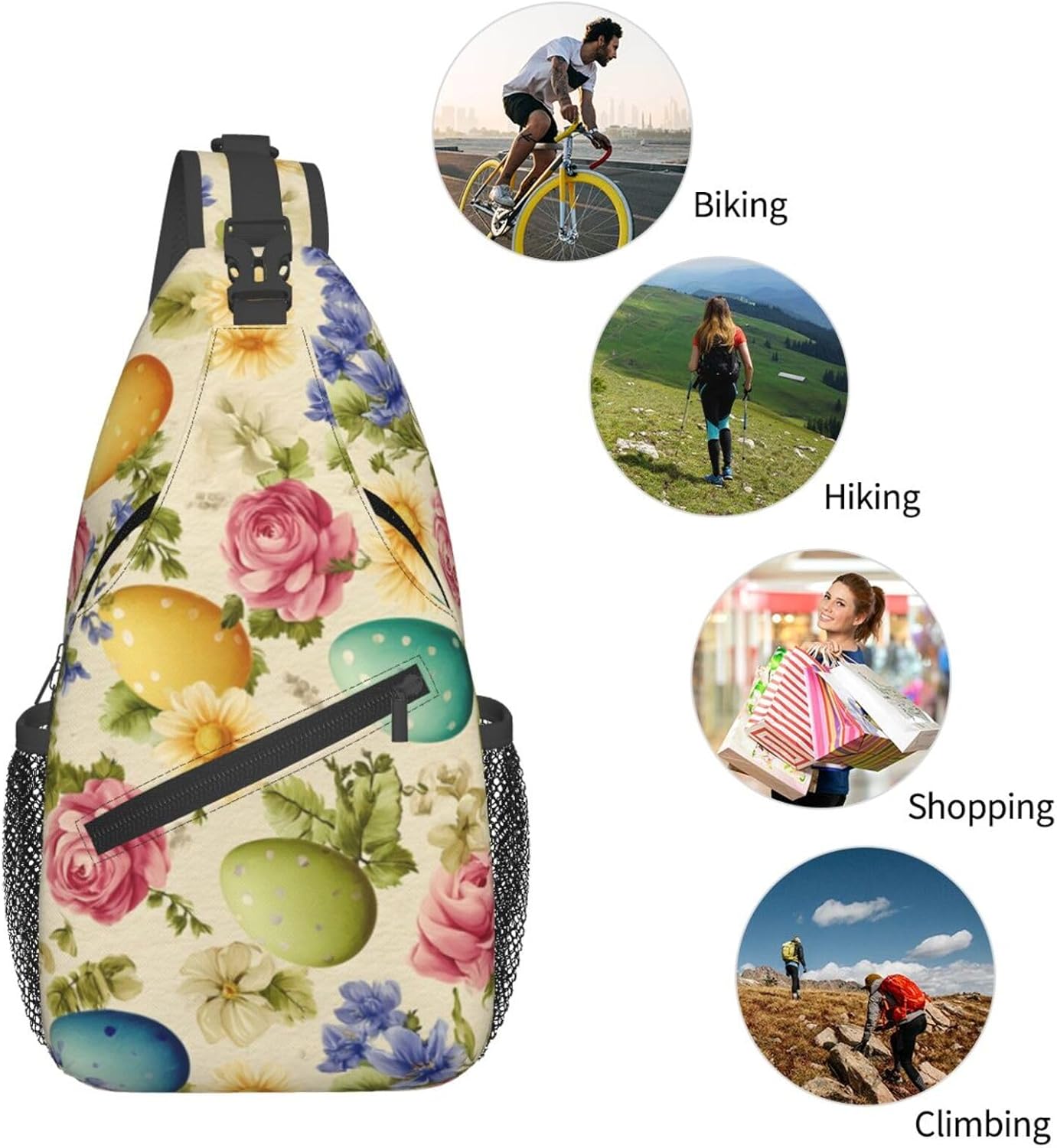Easter Eggs Crossbody Bag For Women Men, Adjustable Easter Shoulder Chest Bag Sling Backpack For Spring Holiday, Egg Hunt, Travel, Party, Parade & Everyday Wear - Image 6