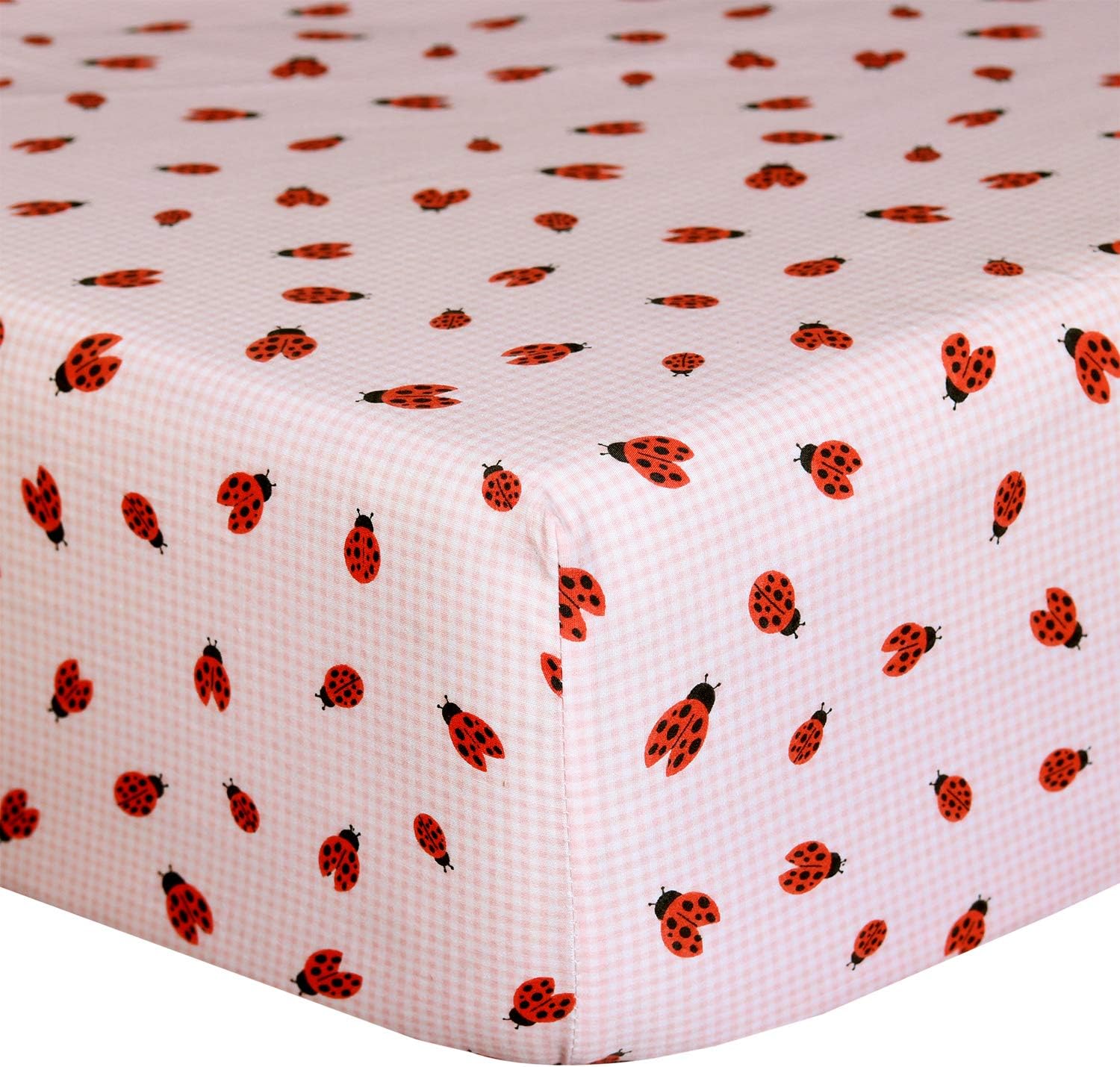 Cuddles & Cribe Soft & Comfortable for baby 71 x 132cm First All Cribe Standard 100% Cotton Fitted sheet - Ladybird