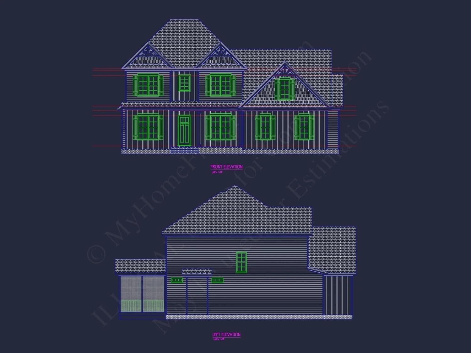 20-1738 HOUSE PLAN - Elegant House Plan with 4 Bedrooms and CAD Blueprint Designs