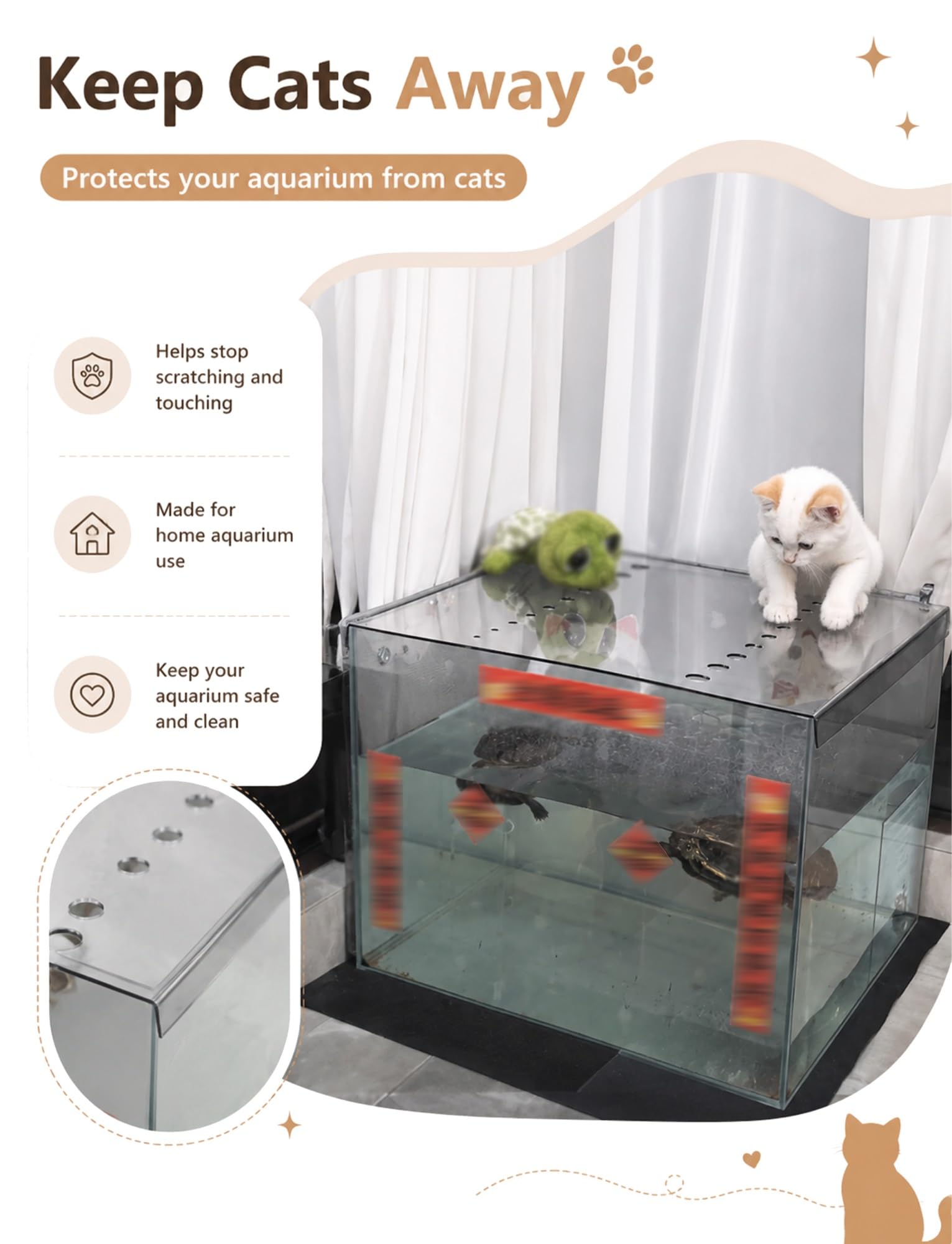 Akrylowa przesuwana pokrywka do akwarium | Wiele rozmiarów Przesuwana akrylowa osłona Otwory wentylacyjne Anti Jump Cat Proof(3 mm,11.8x8.0in/30cm x 20.4cm)