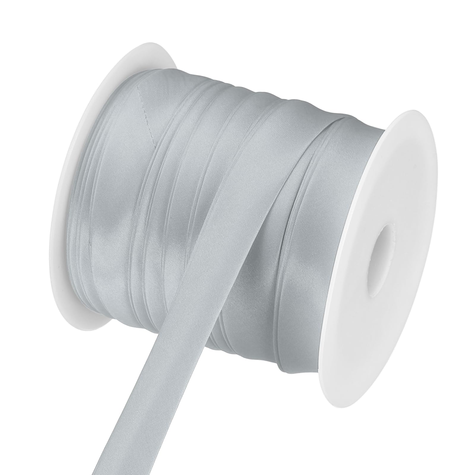 Ruban de biais en satin gris argenté pour couture et reliure de tissu