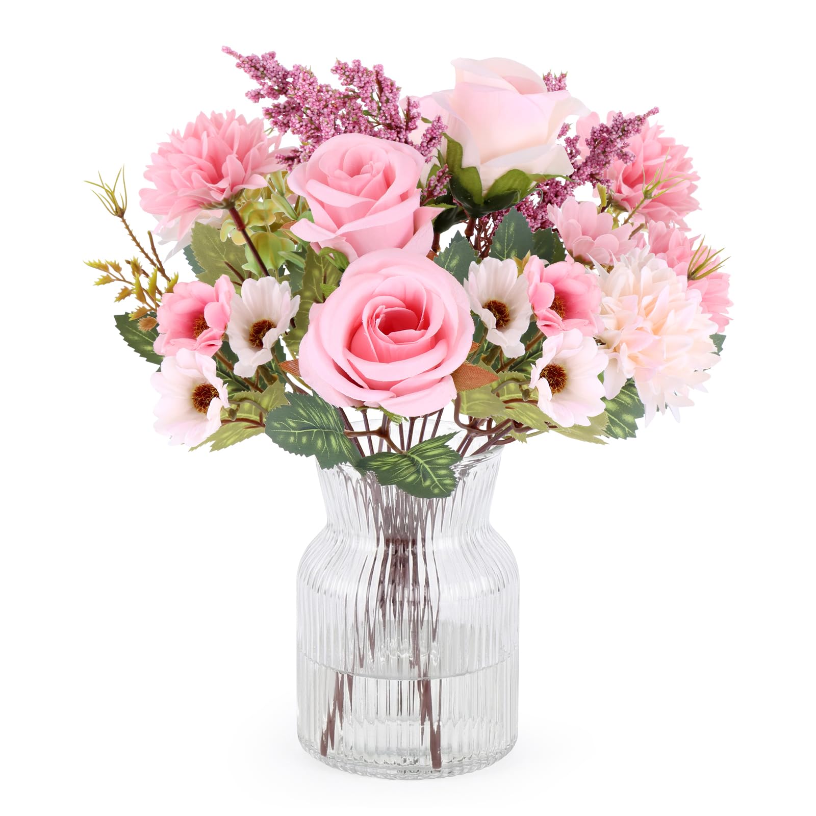 Doygim 2 Bunches Artificial Flowers For Wedding Party Silk Fabric Pink