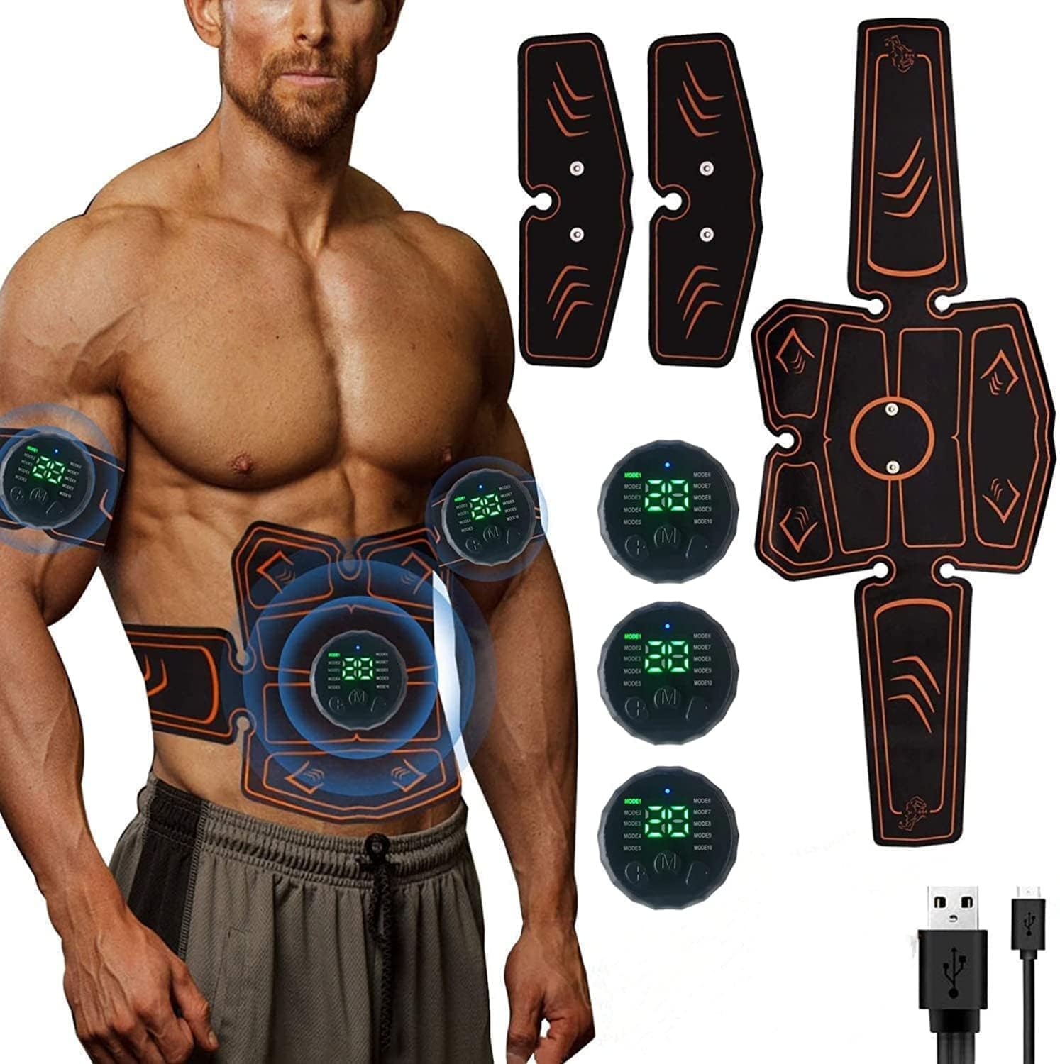 Ceinture Abdominale Electrostimulation Sielife - 8 Électrodes - EMS Musculation - Pour Abdos, Bras, Jambes
