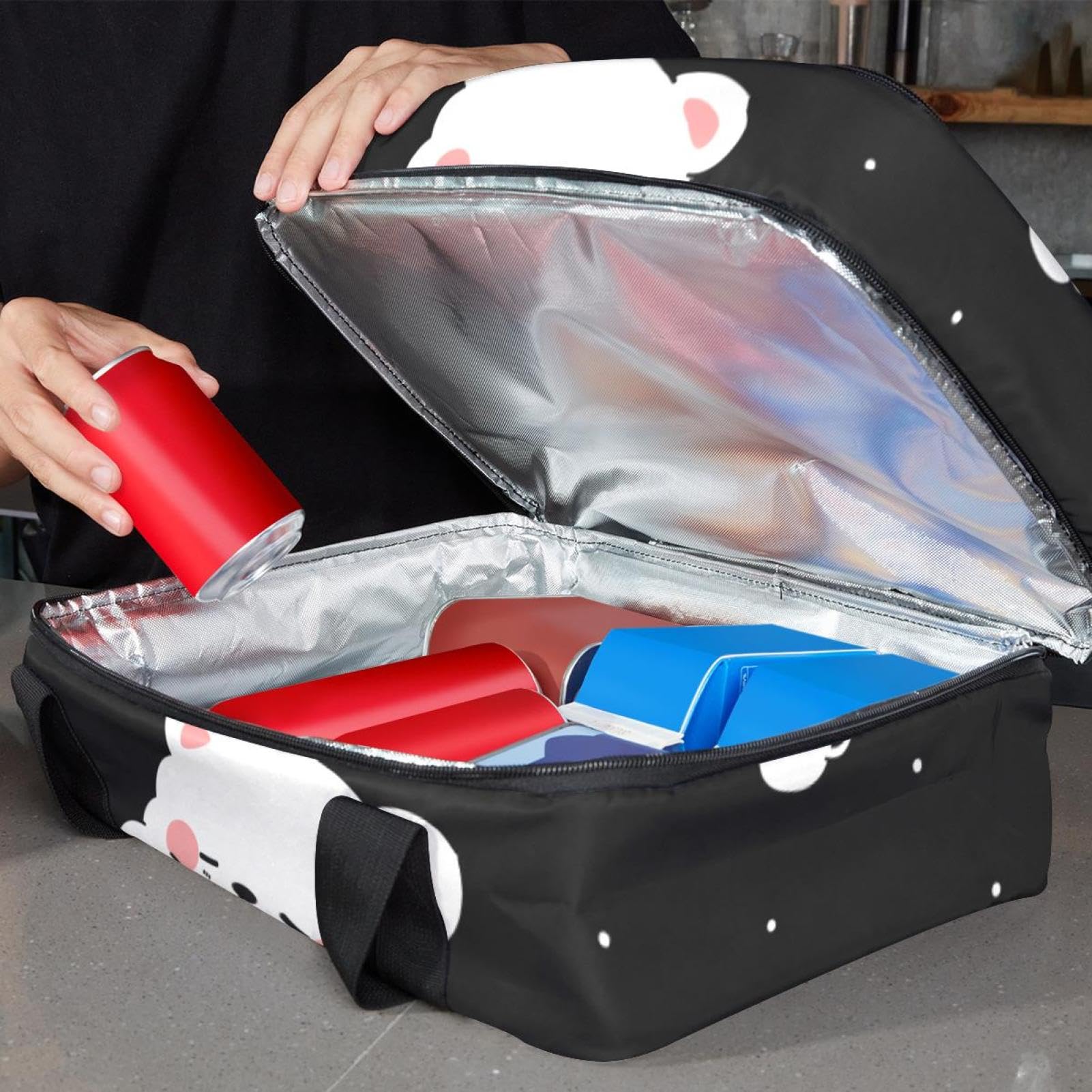 Grand sac à déjeuner isotherme pour homme et femme, double couche, étanche, étanche, réutilisable, sac fourre-tout pour le travail, l'école, le pique-nique, la plage, le camping, les voyages, motif