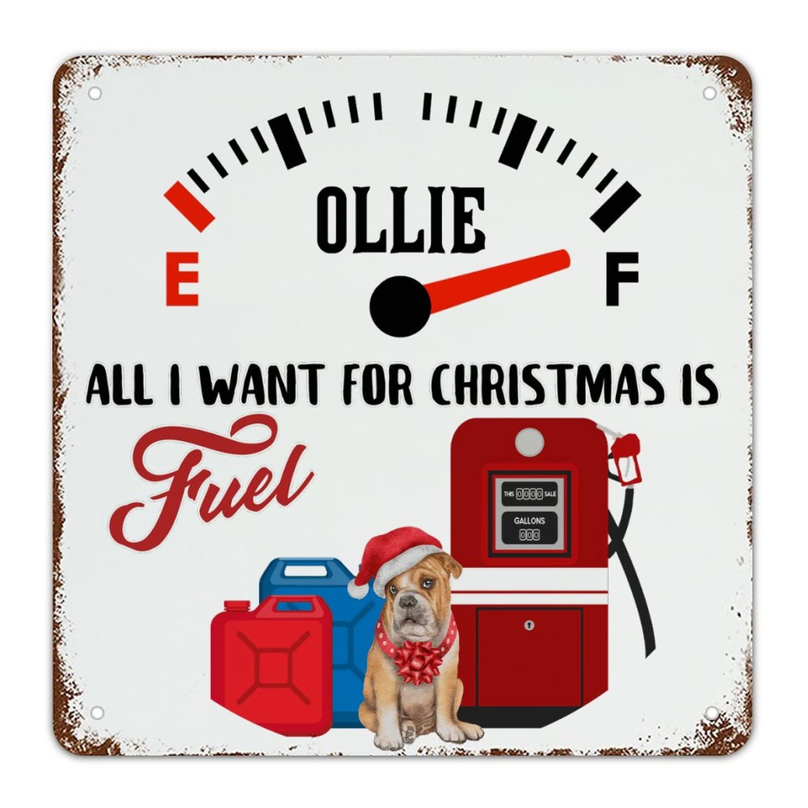 Panneau métal rétro chien décoratif pour mur rustique de Noël 38cm