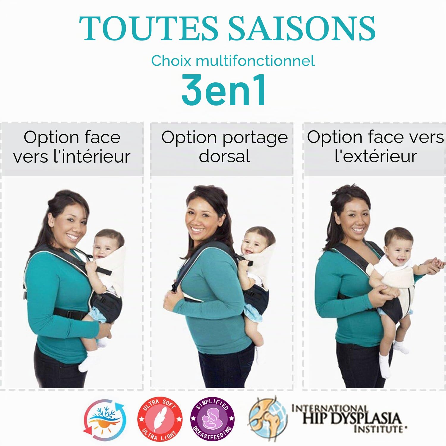 SONARIN Nouveau Coffre-fort et Confortable,boucle arrière renforcée,porte-bébé respirant Multifonctionnel Ergonomique,Adaptez votre enfant à la croissance,Variété d'emplacements(Rouge foncé)