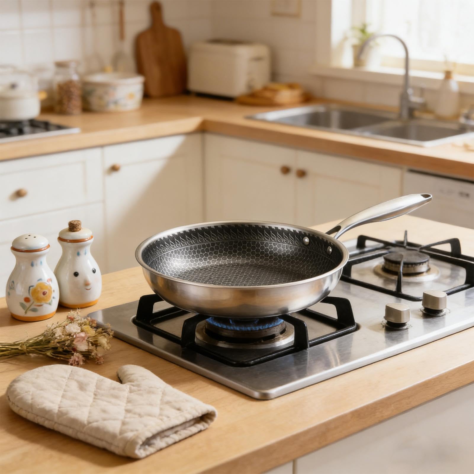 Heavy-Duty Backblech - Rostbeständiges unbeschichtetes Backfass, langlebige Koch Catering Bratpfanne, hohe Anbraten tiefe Backbasis | Flaches Eisen-Steak Kochen Unverzichtbar für Camping auf dem
