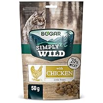 Bogar – Simply Wild – Snack gatti – Cibo per gatti – Integratore alla normale alimentazione – Snack al gusto pollo appetitoso – Mangiare per gatto sotto forma di bocconcini deliziosi – 60g