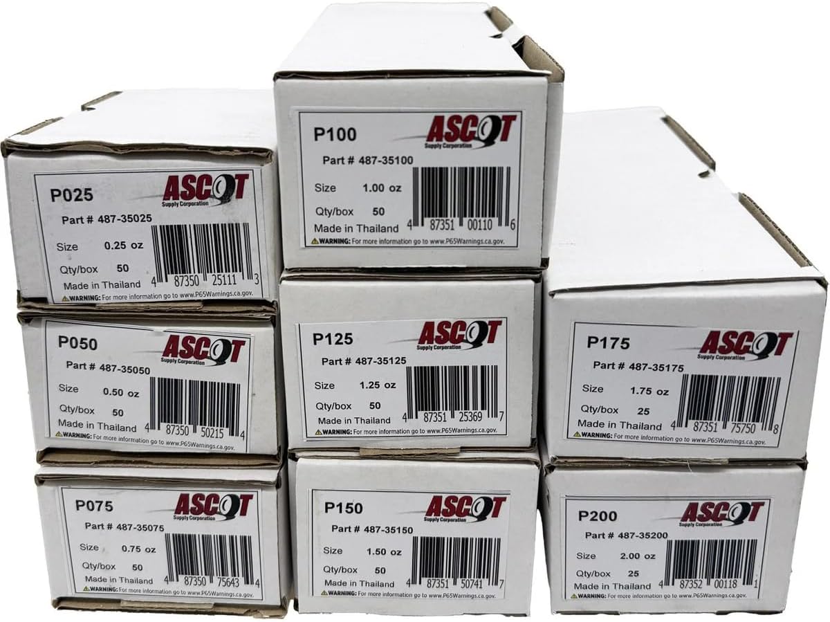 Ascot P Style Uncoated Lead Clip-On Wheel Weights (Bundle - 8 Items)