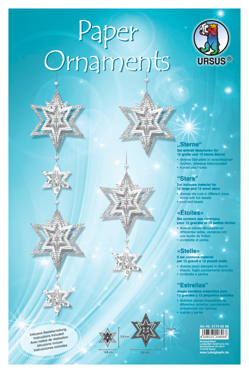 Ursus 21740099 – Paper Ornaments Star Craft Kit