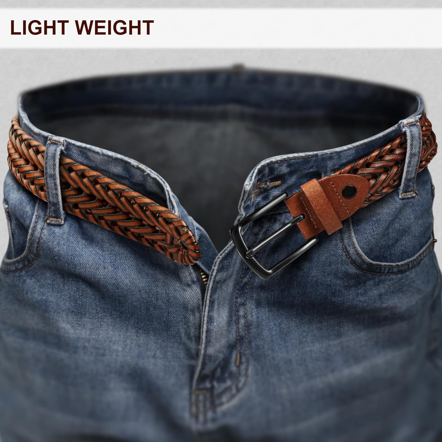 KEMISANT Men Belt, Braided Belt Comfortable For Men Casual Jean Golf 1 3/8" - Image 7