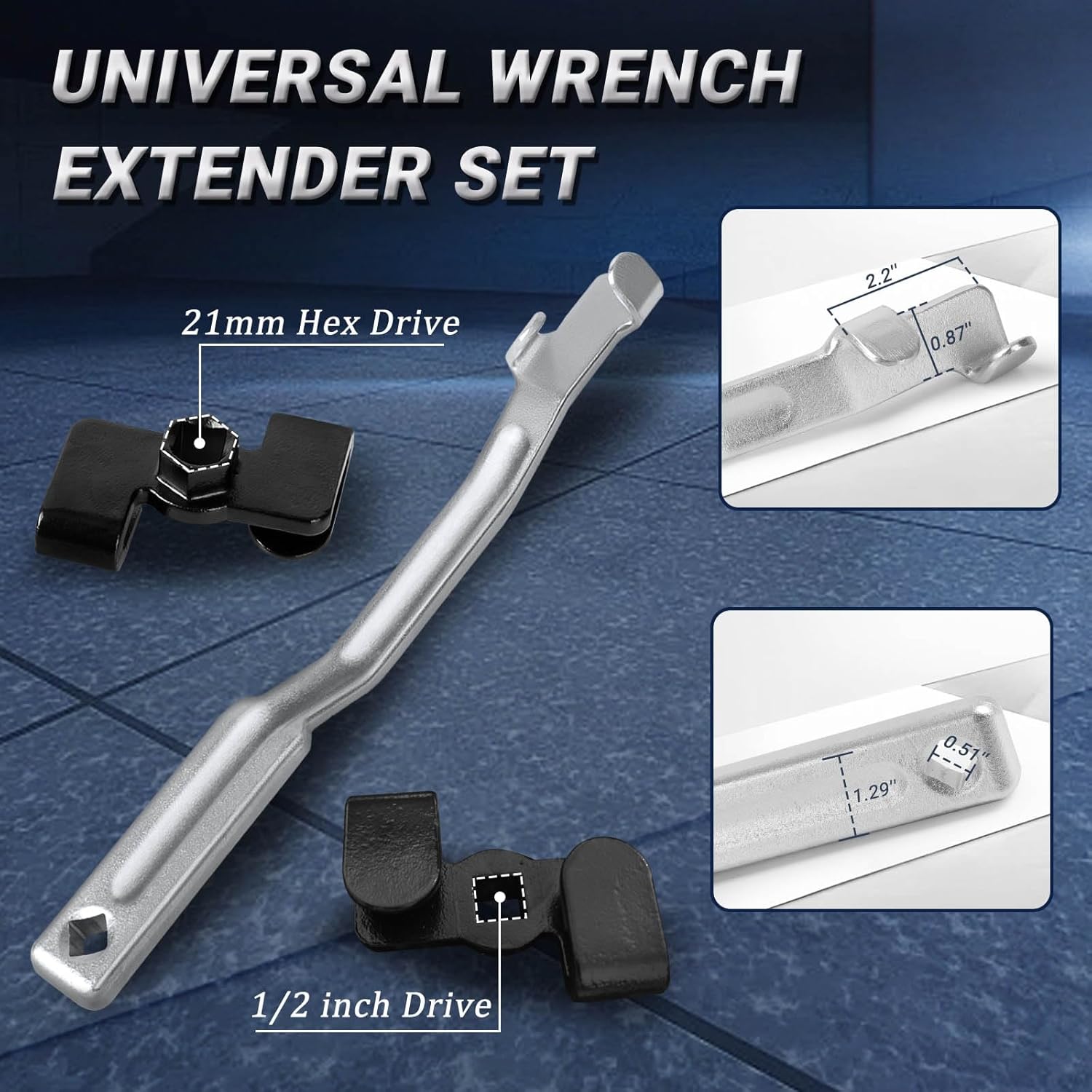 Universal Wrench Extender Tool Bar with 1/2 inch Drive Wrench Extension Torque Adaptor Tools Set, Extension Wrench