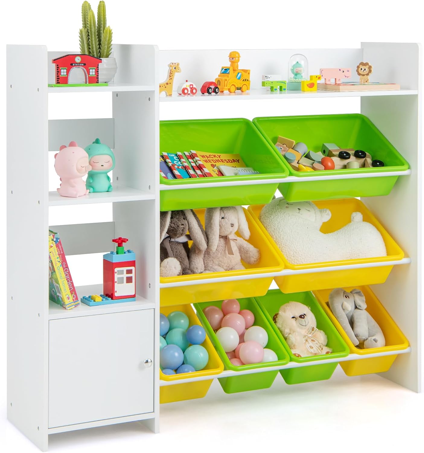 COSTWAY Kids Toy Storage Unit, Children's Toys Box Organiser with 8