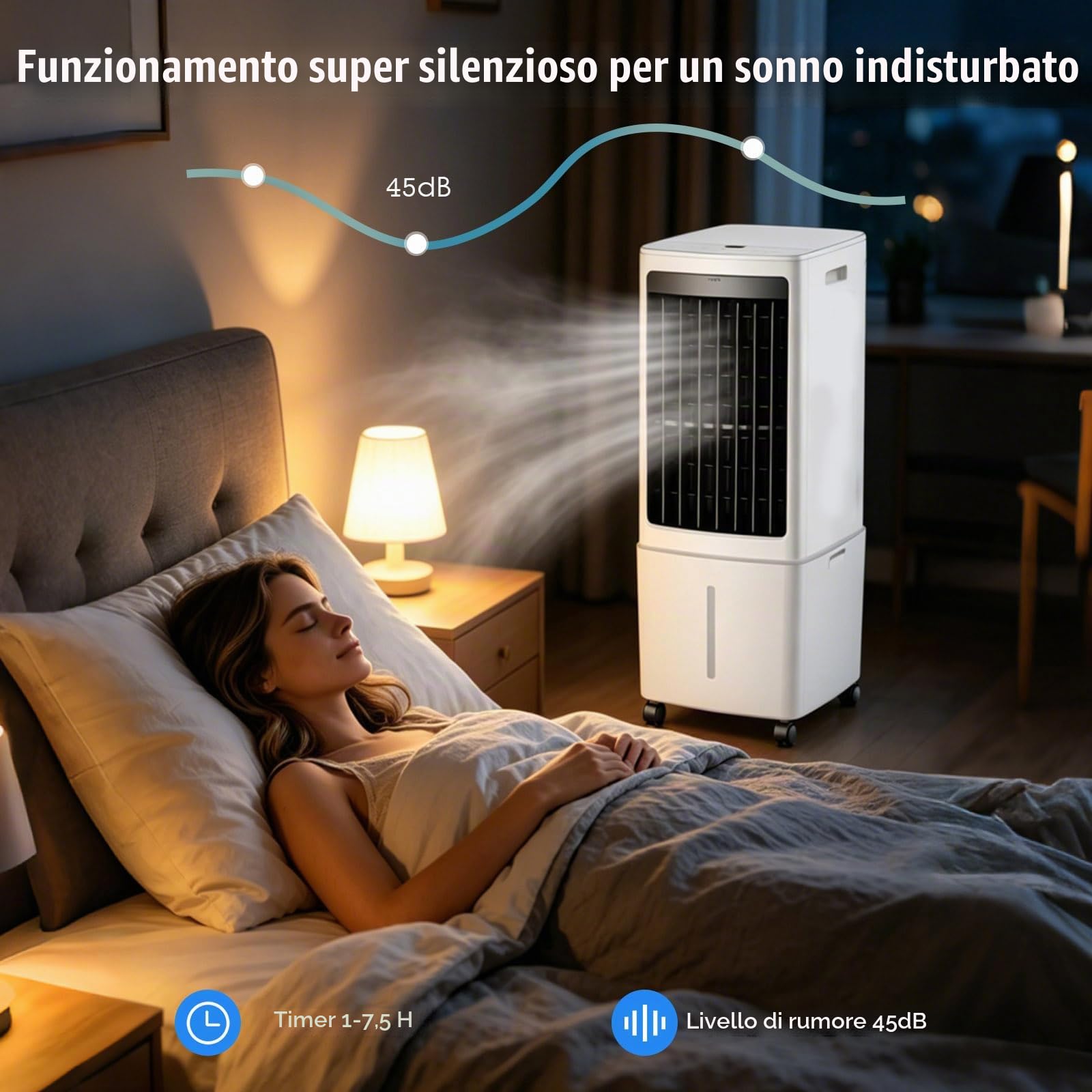 12L Rinfrescatore d'Aria Portatile, Raffrescatore Evaporativo con Telecomando, Timer, 2 Scatole del Ghiaccio