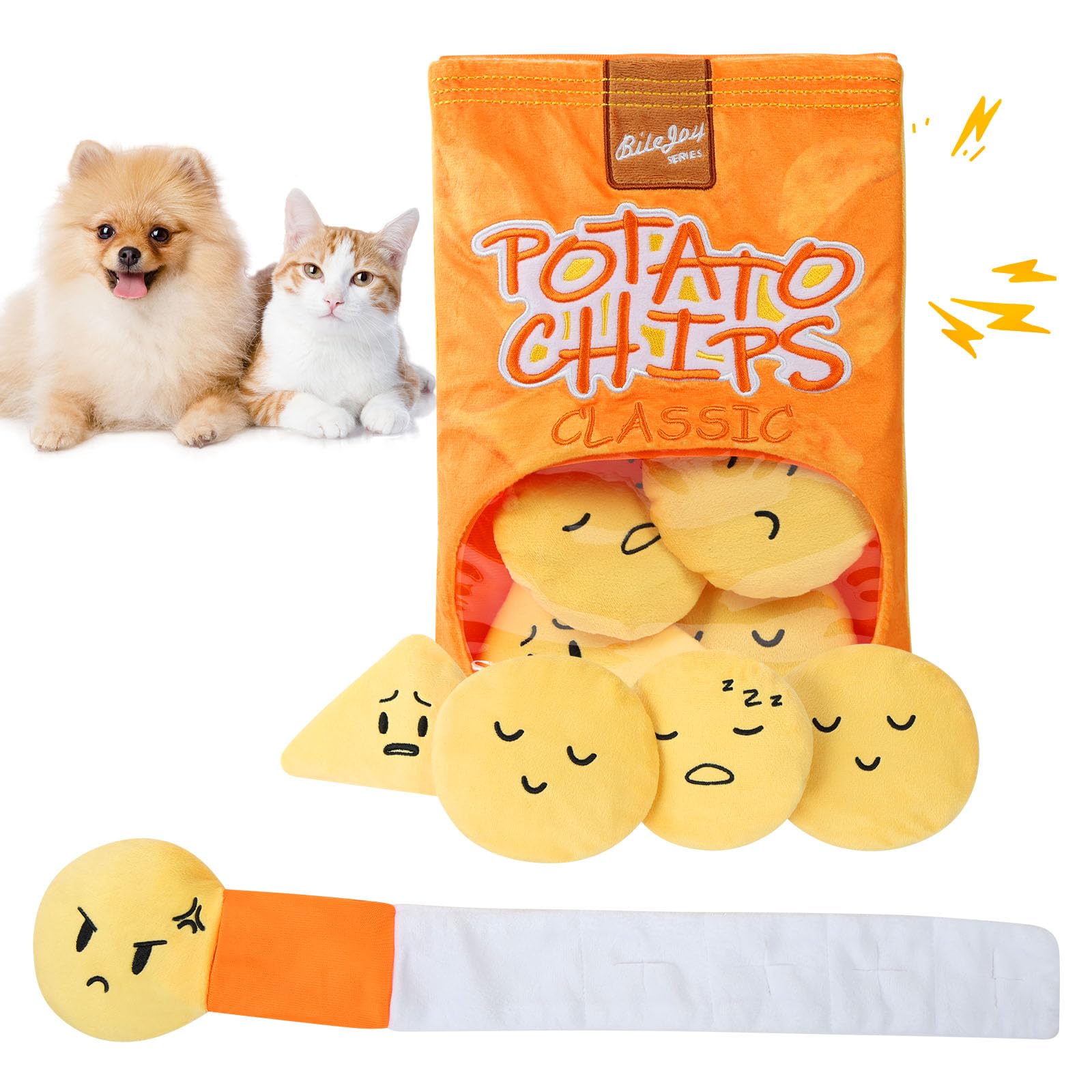 Aomig Potato Chip Bag Dog Toy Snuffle Treat Hide and Seek Nose Work Toy