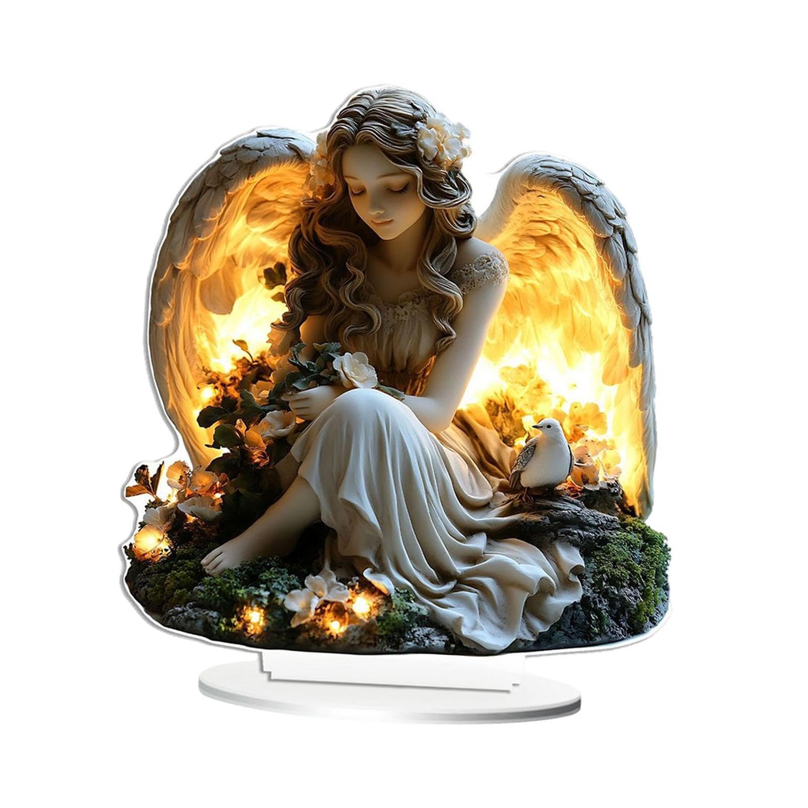 QIXCXAZ Whimsical Angel Figurine Table Decor Unique Acrylic Piece Enhancing Home And Office Ambiance But Flat Home Decoration 2D Flat Acrylic Figurine Decor