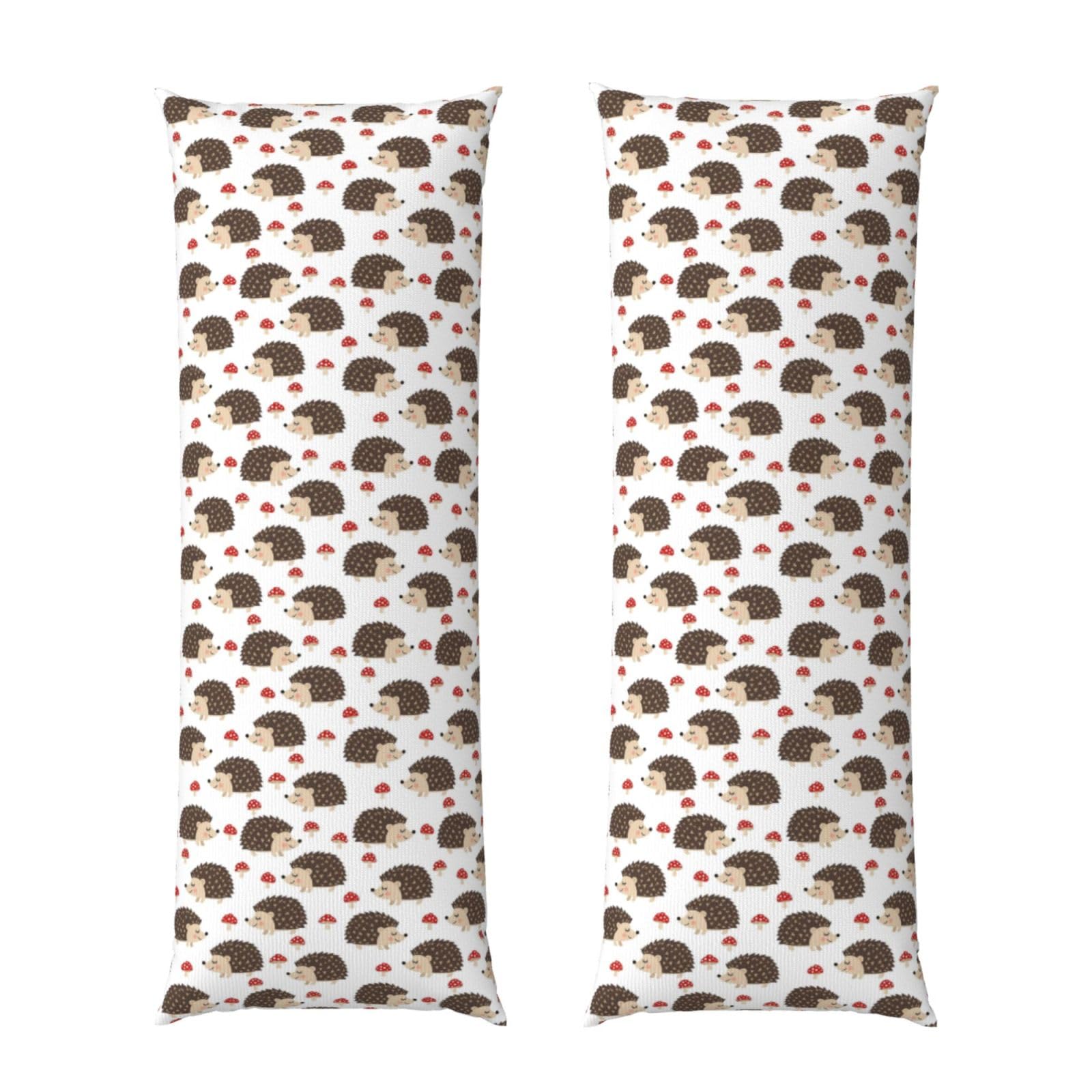 Body Pillow Cover 20x60 Autumn Hedgehogs Leaves Mushrooms, Soft Microfiber Long Pillowcase with Zipper Closure, Breathable Protector for Bedroom Sofa Couch Sleeping