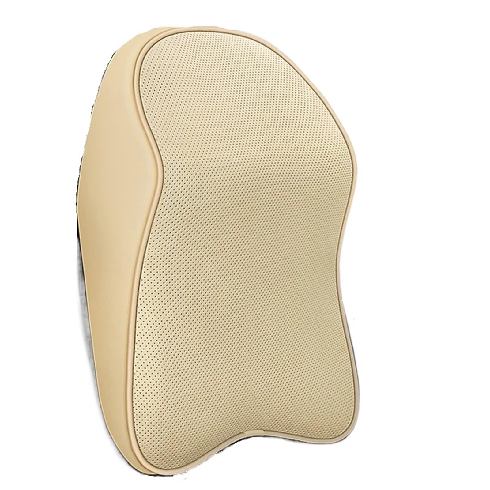 POAWUDJA Car Pillow 3D Leather Memory Foam Headrest Car Neck Pillow Support Rest For Pain Relief Travel Removable Cover(Beige Pillow)