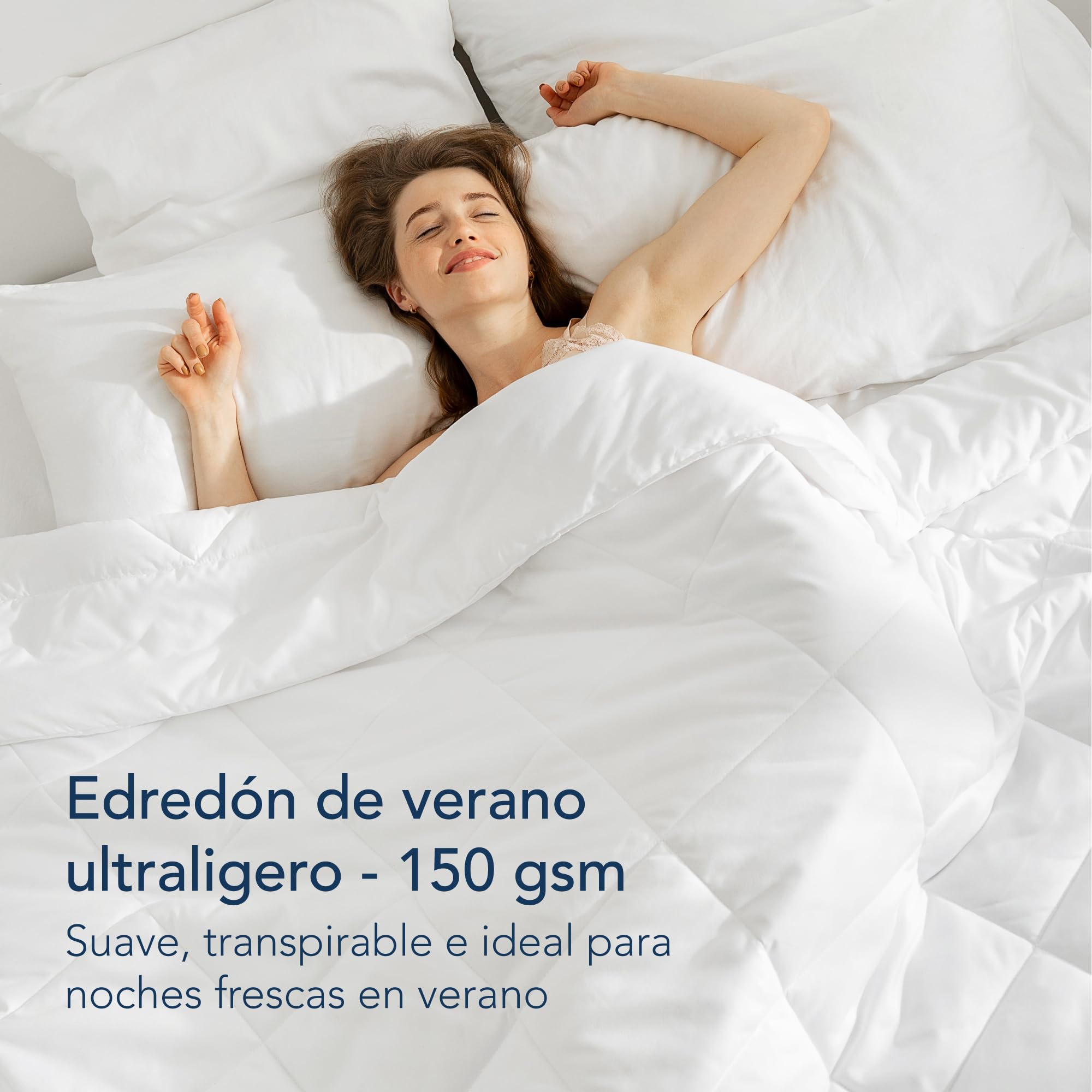 Dreamzie Edredon Relleno Nordico para Cama 135/150, Edredón de Fibra 150g/m², Suave, Transpirable para Primavera y Verano (220x240 cm)