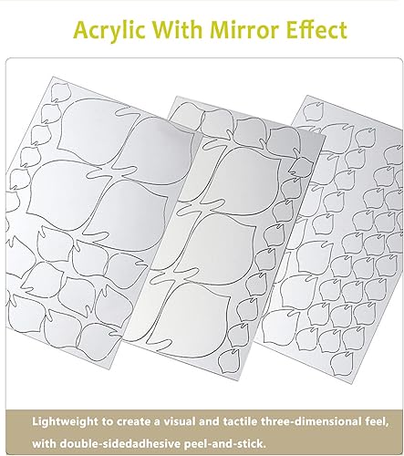Miniatura 7 de Adhesivo acrílico 3D para pared, diseño de flores plateadas, decoración de pared, calcomanías adhesivas removibles, arte floral, decoración de pared