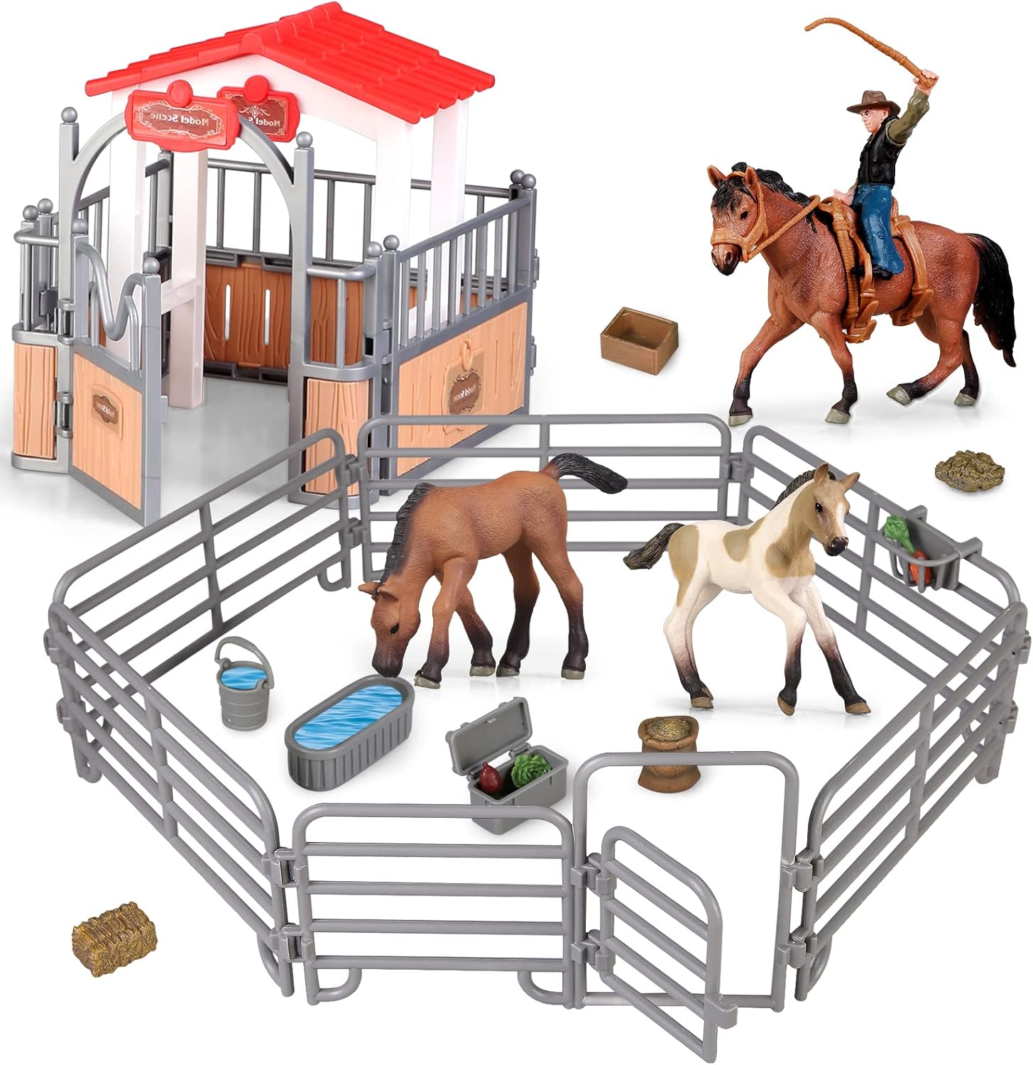 Horse Stable Playset Toys with Horse Toy Figures for Boys