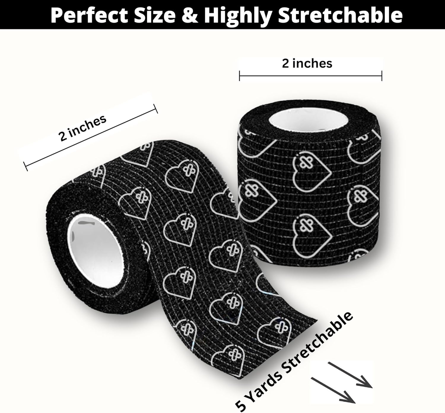 Premium Latex Free Self Adhesive Bandage Wrap - 2 Inch x 5 Yards, 24 Pack | Elastic Cohesive Bandages, Vet Wound Tape for Pet, Athletic Adherent Grip for Sports, Medical and Tattoo Supplies