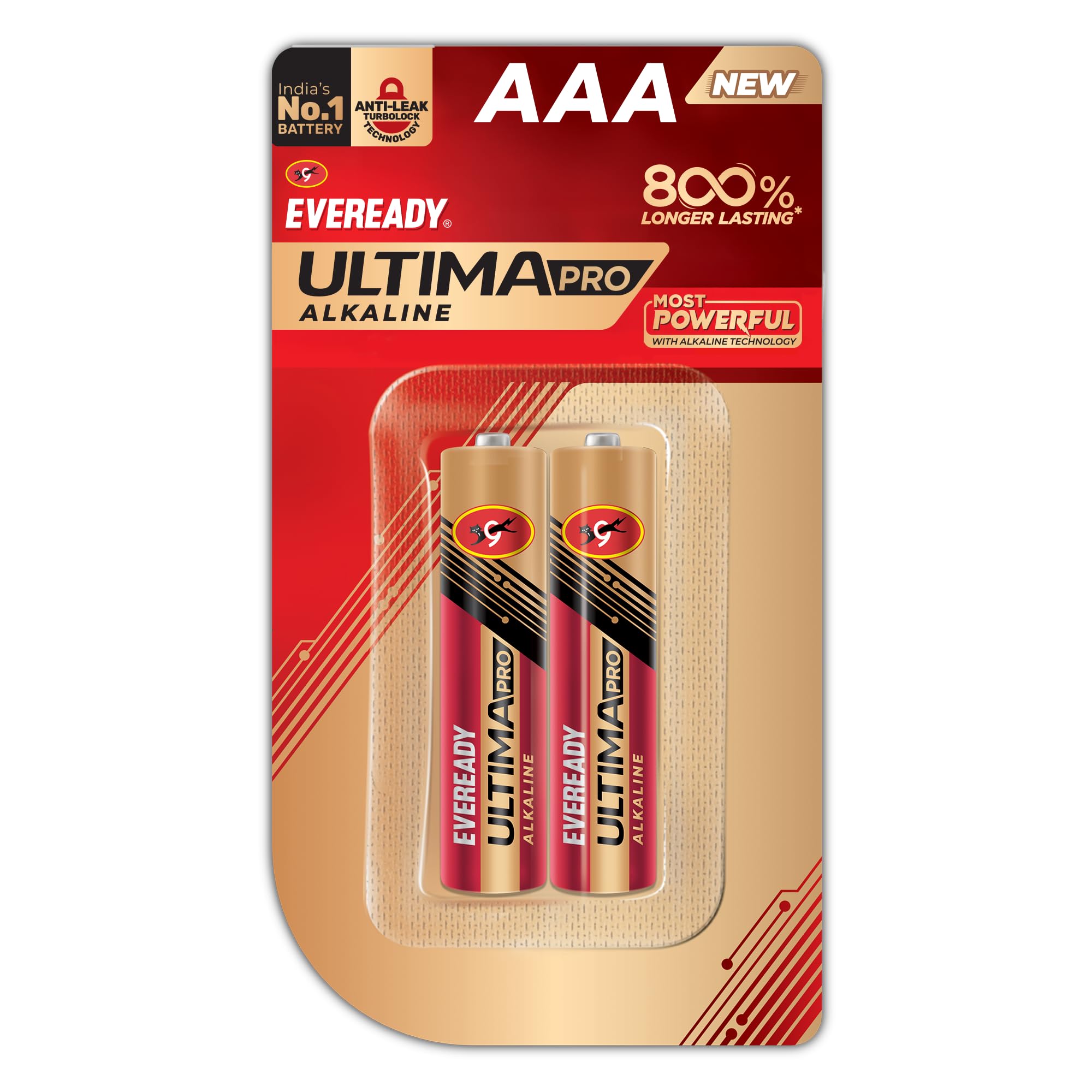 Eveready Ultima Pro Alkaline AAA Battery, 800% Longer Lasting, Anti-leak Turbolock Technology, Eco-Friendly Batteries for Ultra High Drain Devices & Toys, Pack of 2-image-15