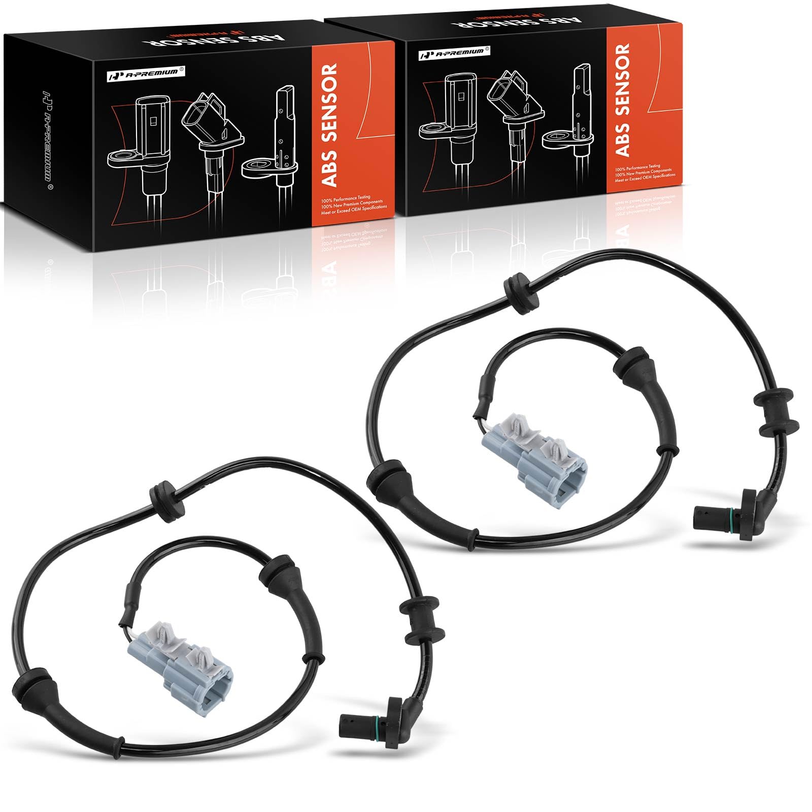 A-Premium ABS Wheel Speed Sensor Compatible with Nissan Models - Frontier/Xterra 2005-2014, Pathfinder 2005-2012, Equator 2009-2012 - Front Side, (2-PC Set), Replace# 47910-EA025, 47910EA025