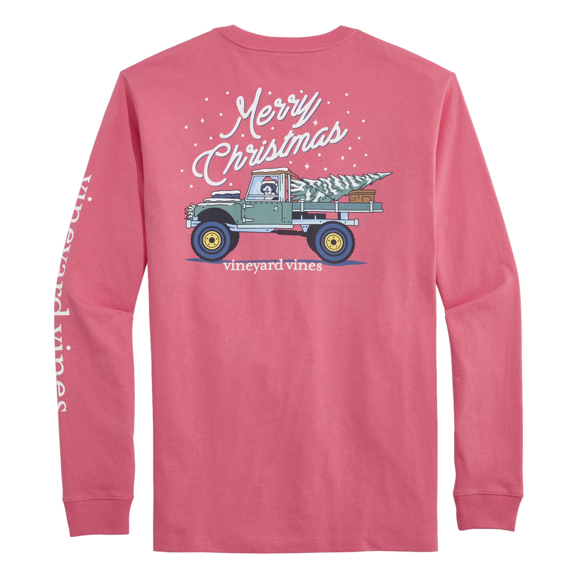 Vineyard Vines Men's Jetty Red Truck & Tree Long-Sleeve Pocket Tee, S