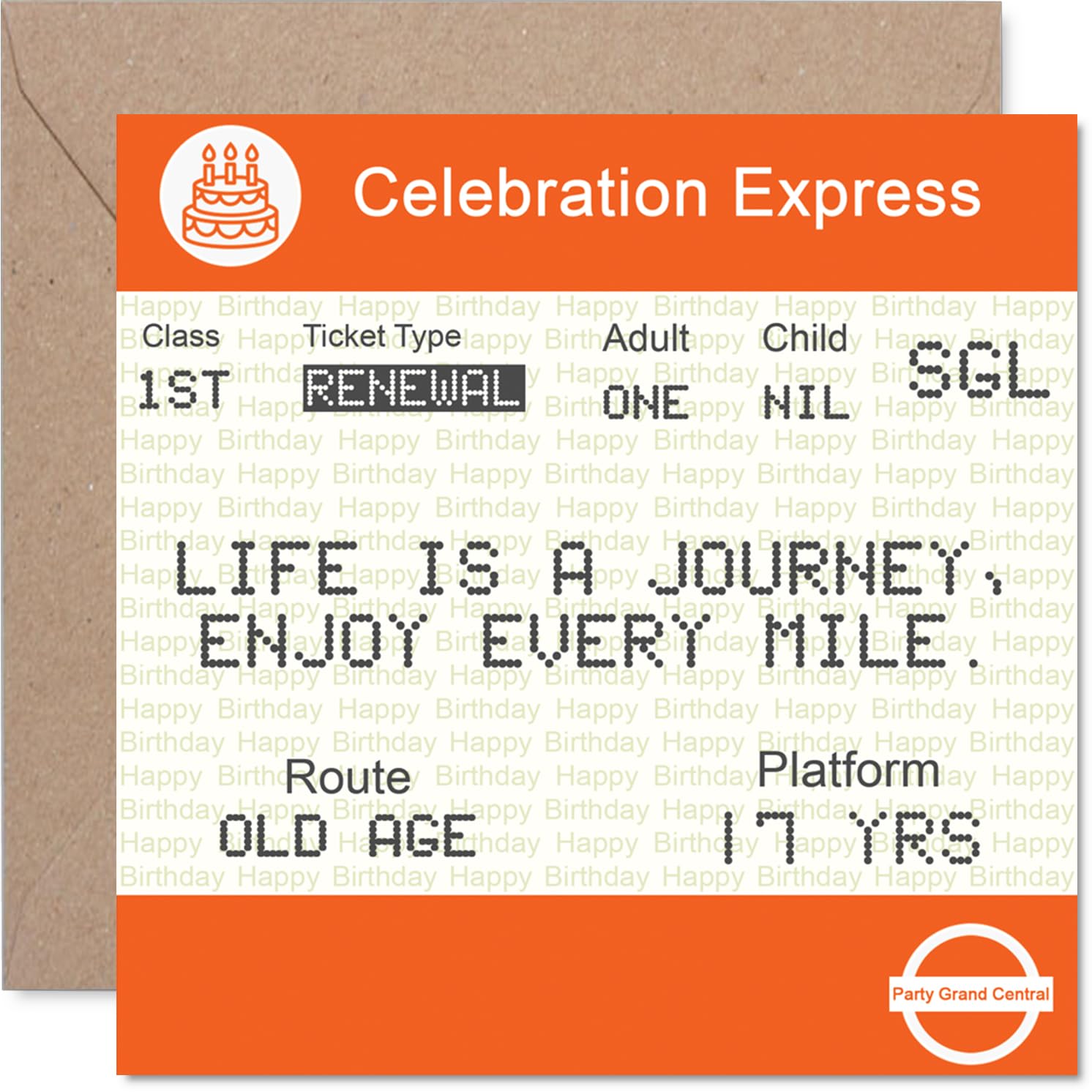 17th Birthday Cards for Boys Girls - Ticket to Old Age - Happy Birthday Card for 17 Year Old Boy Girl Daughter Nephew Cousin Grandson, 145mm Bday Greeting Cards