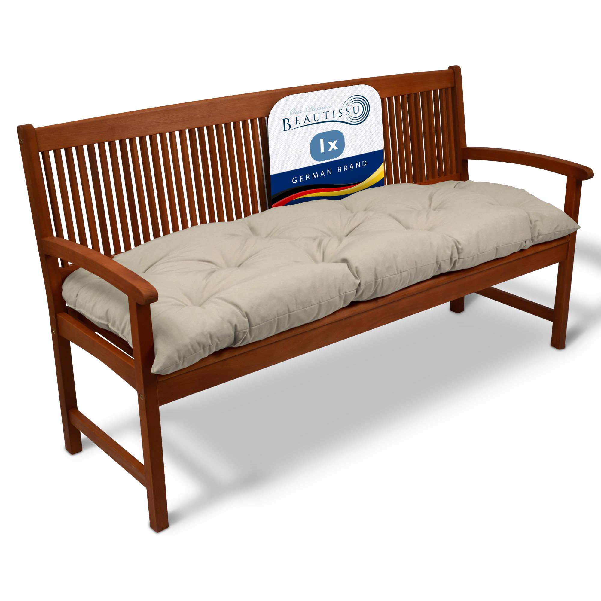 Beautissu Garden Bench Cushion 2 Seater 120x50x10 cm - Comfortable Natural Outdoor Swing Chair Seat Garden Furniture Cushions Patio Pads - Flair BK โ image 1