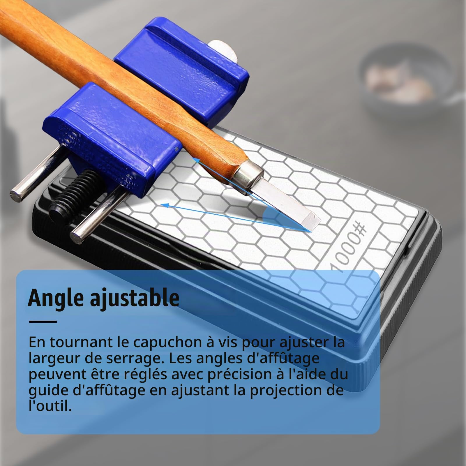 Ensemble de pierres à aiguiser diamant avec grain 400/1000, kit d'affûtage au burin avec guide d'affûtage au burin, avec base de boîte, ensemble de pierres à aiguiser diamant de qualité, plaque fine