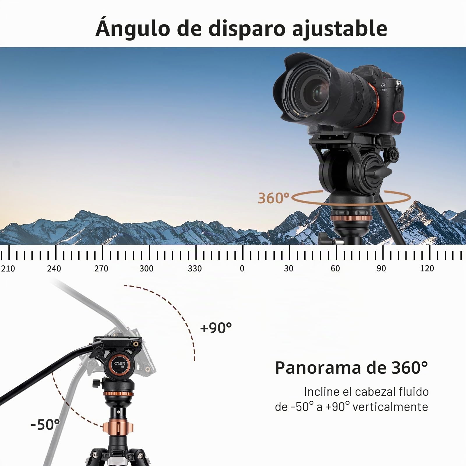 Cayer AF2451 trípode de vídeo, trípode de la cámara de vídeo de aleación de Aluminio 74 Pulgadas para Canon Nikon Sony Olympus Panasonic cámara réflex Digital