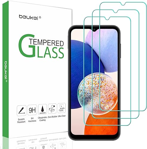 Paquete de 3 protectores de pantalla de vidrio templado compatibles con Samsung Galaxy A14 5G / Galaxy A14, sensible al tacto, compatible con