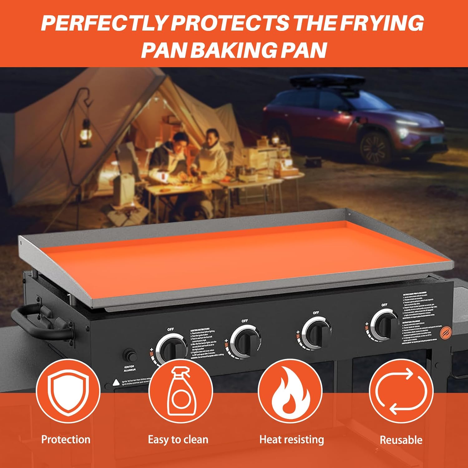 Silicone Griddle Cover Mat for Blackstone - 28 Inch Griddle Accessories Full Cover Wrapped Grill Mat Reusable Heavy Duty Food Grade Silicone Grill Mats - Image 5