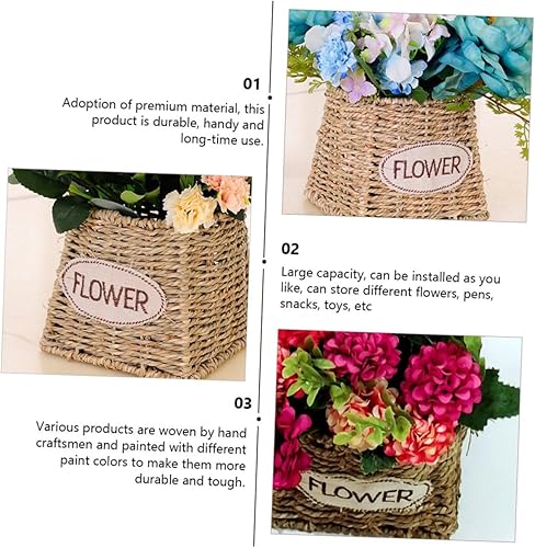 Miniatura 9 de Cabilock Cesta de almacenamiento de flores de paja, cesta de almacenamiento de paja, soporte de almacenamiento tejido a mano, cesta tejida a mano,