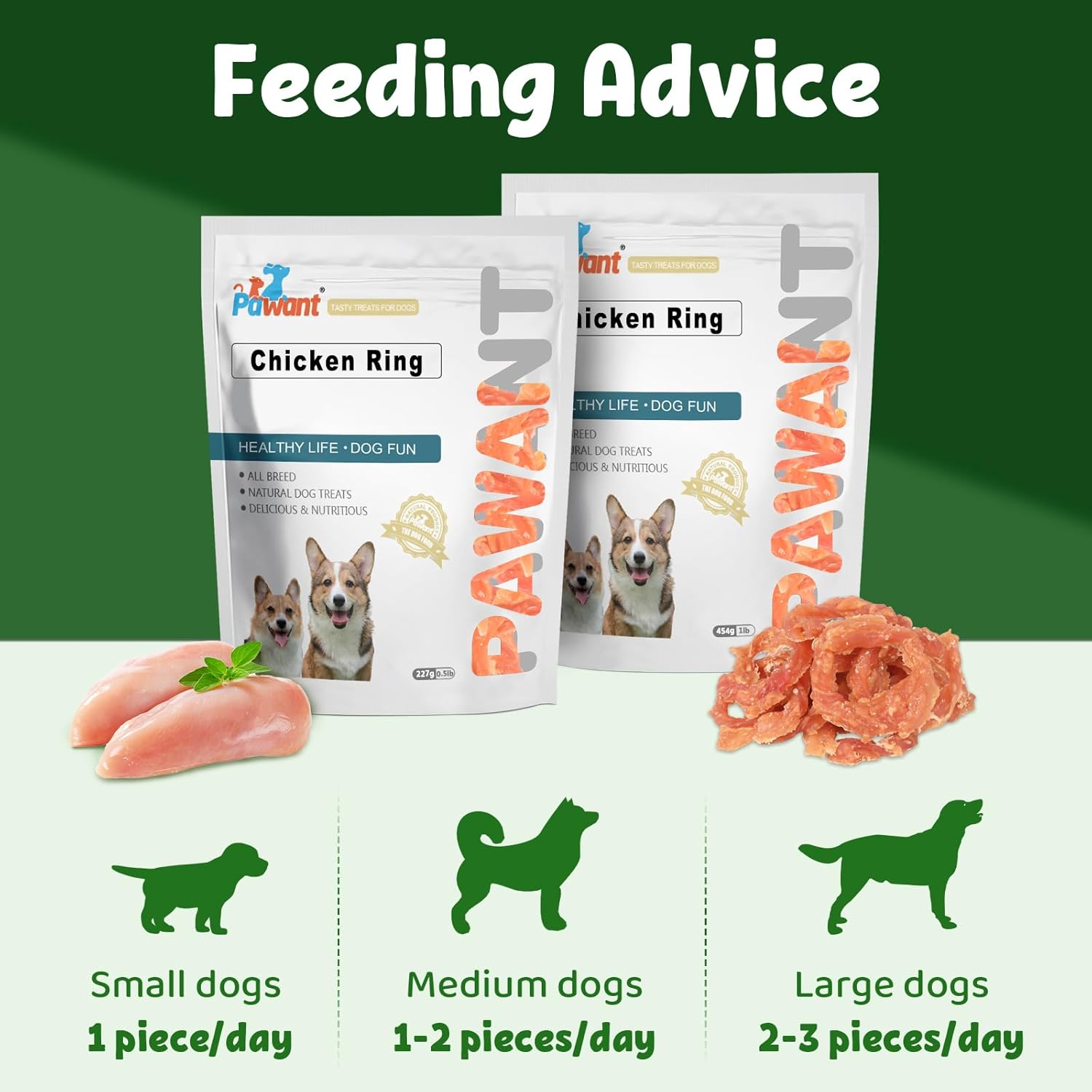 Chicken Rings Dog Treat Snacks Puppy Treats Natural Chicken Rawhide-Free Soft Healthy for Small Medium and Large Breed 454g
