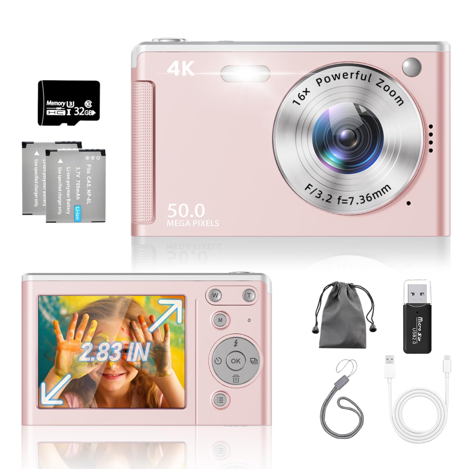 デジカメ【UHD 4K動画撮影、アップグレードされた真の50MP画像】ピンク Amazon | デジカメ【4K動画撮影、アップグレードされた真の50MP
