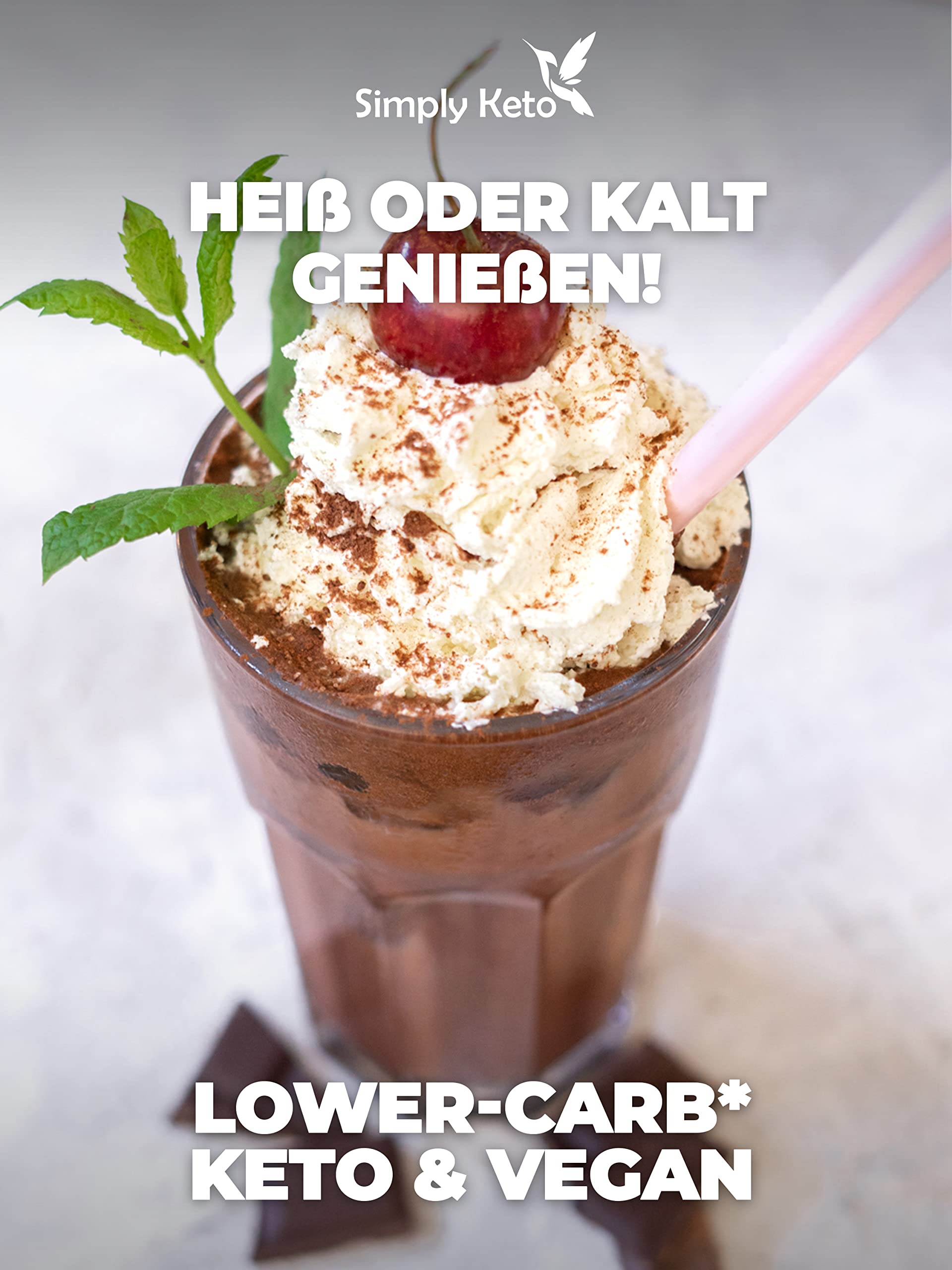 Simply Keto Chocolate para beber sin azúcar 700g Cacao en polvo 42% cacao Endulzado con Eritritol-Stevia