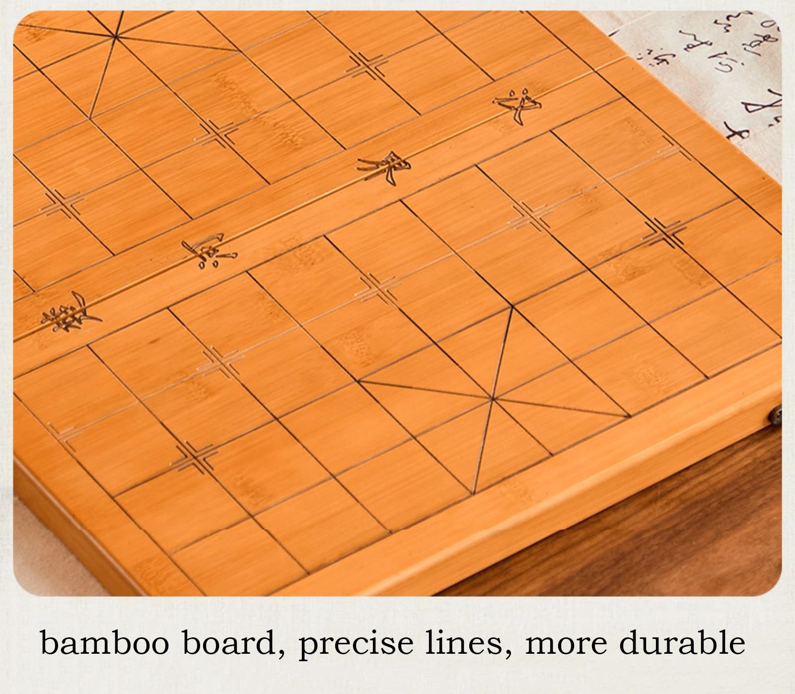 Set di Scacchi Cinesi per 2 Giocatori, Portatile Xiangqi con tavola di bambù Pieghevole, Gioco da Tavolo strategico (Legno di faggio, 3,8 cm/1,5 Pollici)