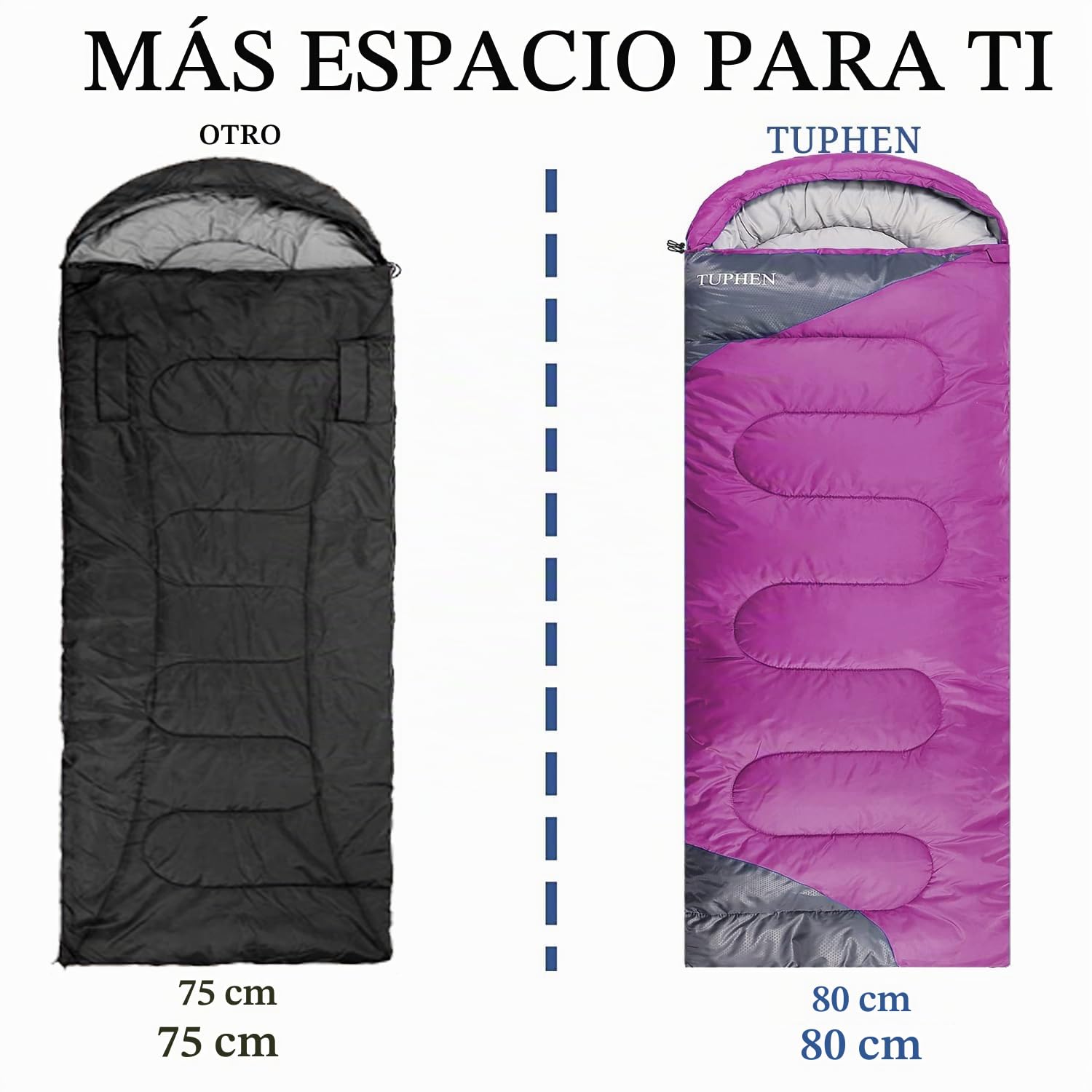 tuphen Sacos de Dormir Mochila de Hombro Senderismo Camping Forro de Microfibra, 4 Estaciones, Uso Interior y Exterior, Ligero e Impermeable