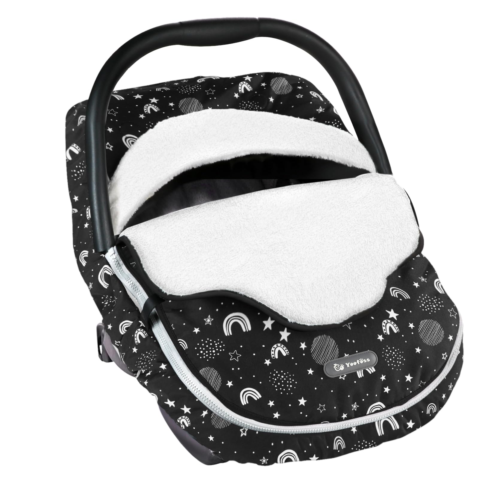YoofossBaby Car Seat Cover Winter Carseat Canopies Cover to Protect Baby from Cold Wind, Super Warm Plush Fleece Baby Carrier Cover for Infant Boys Girls (Stars)
