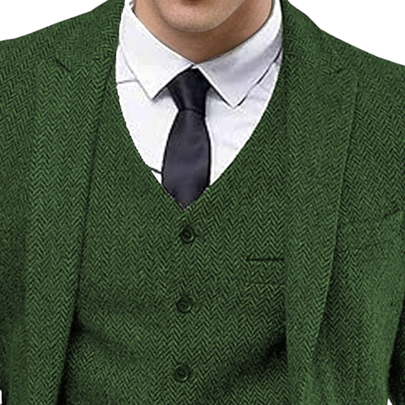 Abito da Uomo in Tweed retrò, Smoking da Sposa, Abito Ballo, 3 Pezzi, Giacca, Gilet e Pantaloni