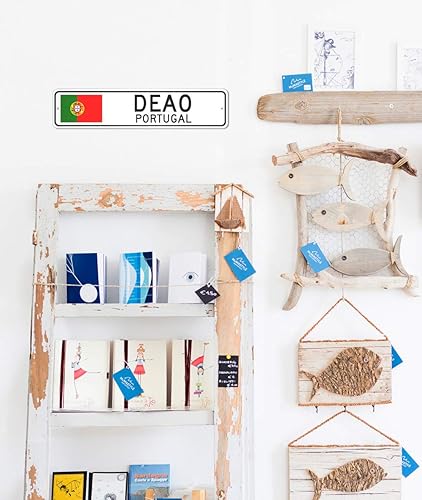 Miniatura 3 de Deao, Portugal - Letrero de calle con bandera portuguesa, letrero de metal novedoso, letrero de calle de la cueva del hombre, letrero de ciudad de