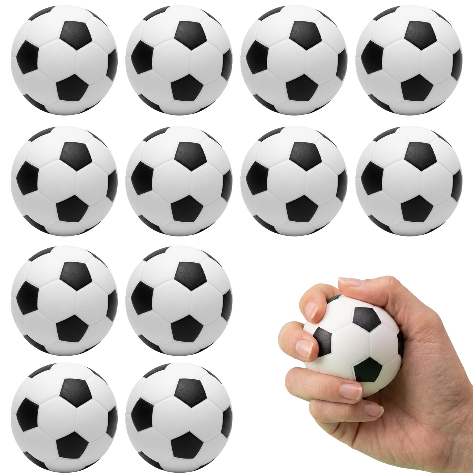 12PCS Mini Footballs, Stress Ball Set for Office Desk Decor, Sponge Balls for Adult Stress Relief, Small Foam Balls for Party Bags,4cm Football Stress Ball