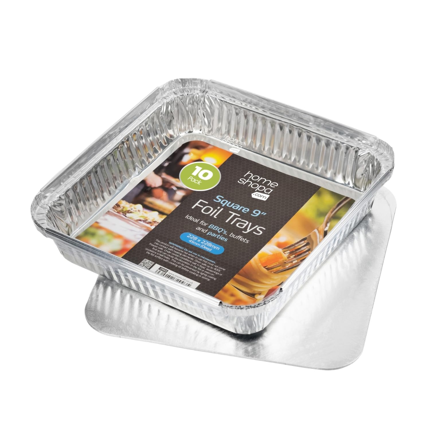 Homeshopa Aluminium Foil Trays with Lids, 9 Inch Square 10 Pack Disposable Tin Foil Containers, Best for Meal Prep, Food Storage, Baking, Broiling, Roasting, Disposable Food Containers