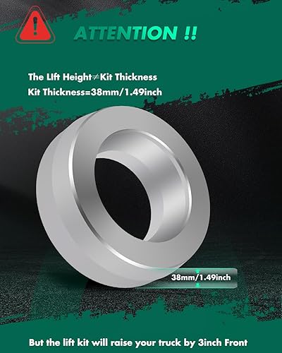Miniatura 2 de SCITOO Kit de elevación de nivelación delantera de 2 pulgadas para Dodge 1994-2018 Espaciador de puntal de elevación compatible para Dodge para Ram