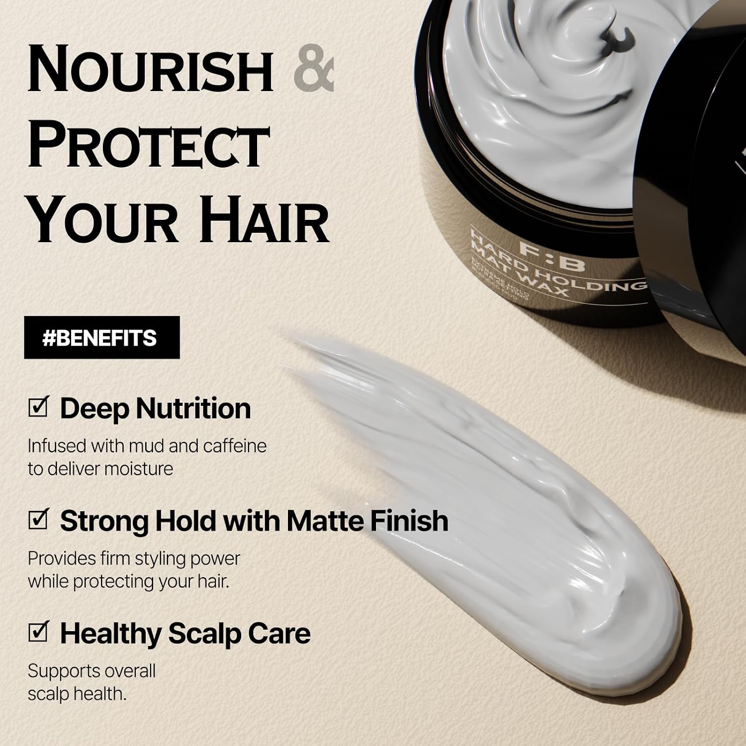 FORBEAUT Hard Holding Matte Wax – Extra Strong Hold for Long-Lasting Styling, Non-Greasy Matte Finish for Men, Caffeine & Mud for Hair and Scalp Care, Citrus Powder Scent, 100g / 3.53 fl.oz